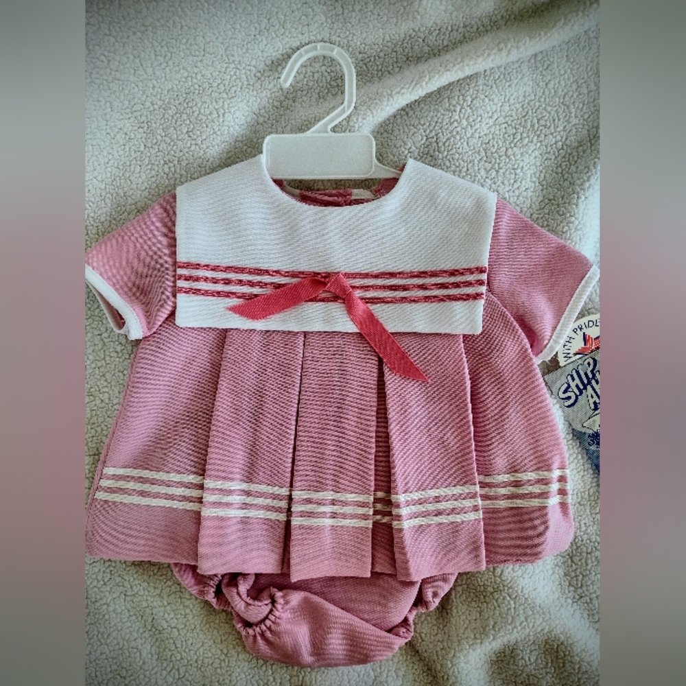NWT Vintage 1988 Girls 9 Months Pink Nautical Sailor Dress Wonderland USA-Made - Picture 3 of 10